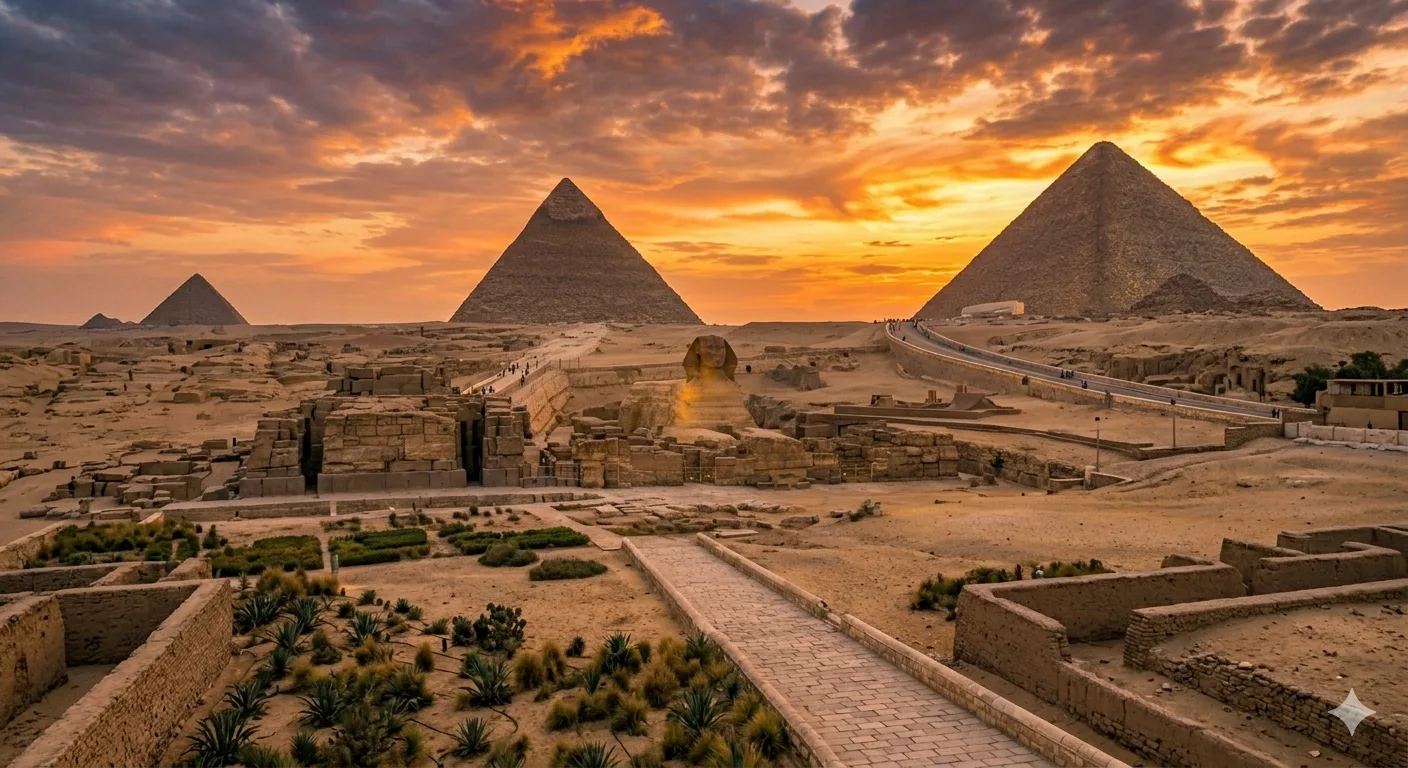 Giza Pyramids and Sphinx